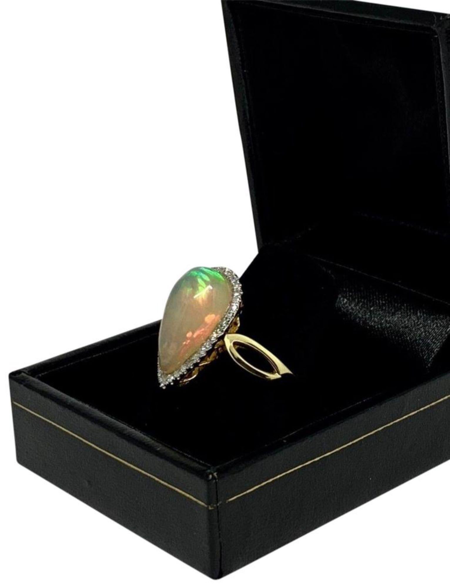 Diamond Opal Ring 5.75 TCW 14k Gold Women Certified 2