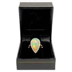 Diamond Opal Ring 5.75 TCW 14k Gold Women Certified