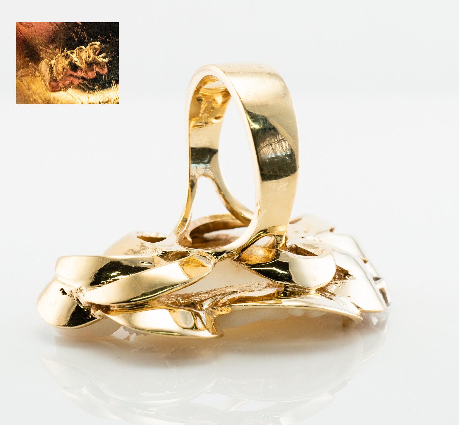 Donna Anello con diamante e opale, cammeo intagliato in oro 14 carati, faccia da cocktail vintage in vendita
