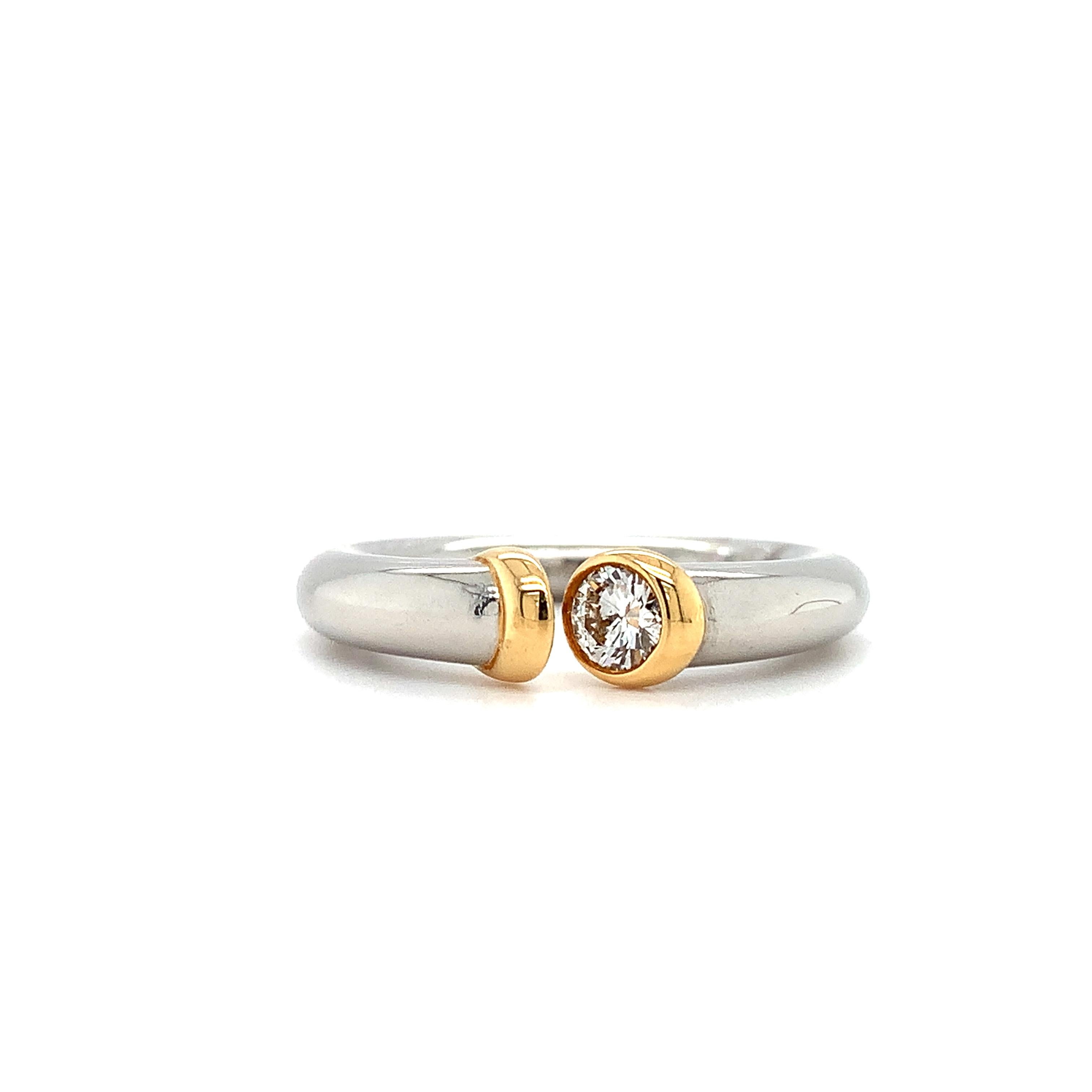 Art Deco Diamond open band engagement ring platinum and gold For Sale