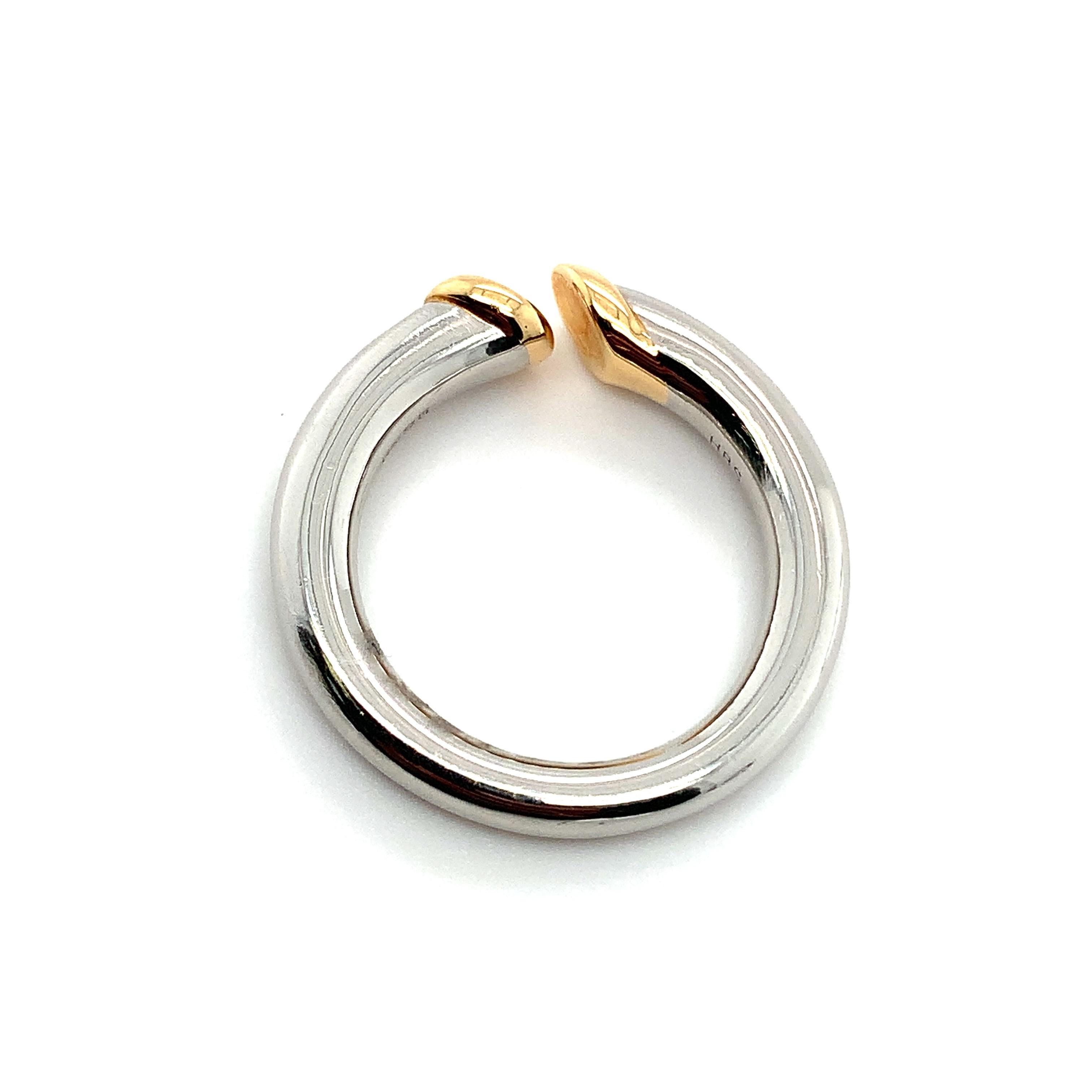 Women's or Men's Diamond open band engagement ring platinum and gold For Sale