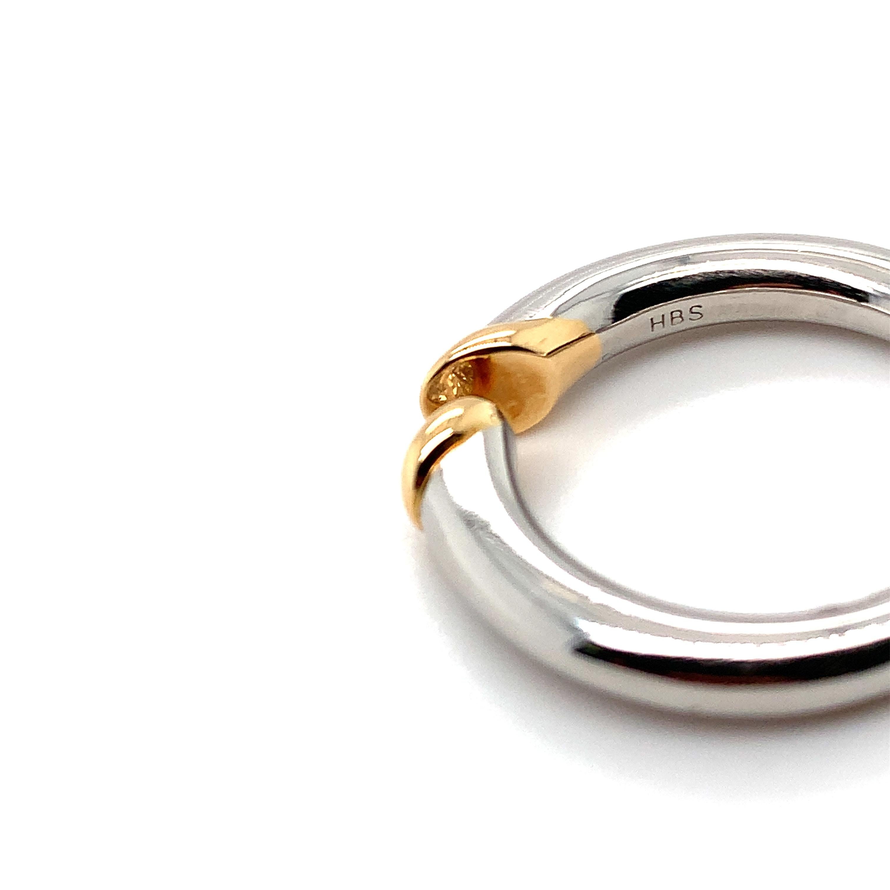 Diamond open band engagement ring platinum and gold For Sale 1