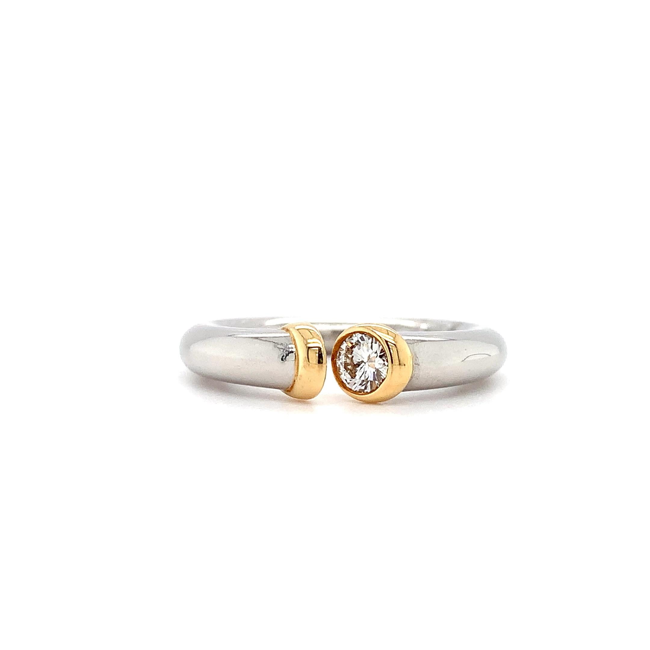 Diamond open band engagement ring platinum and gold For Sale 2