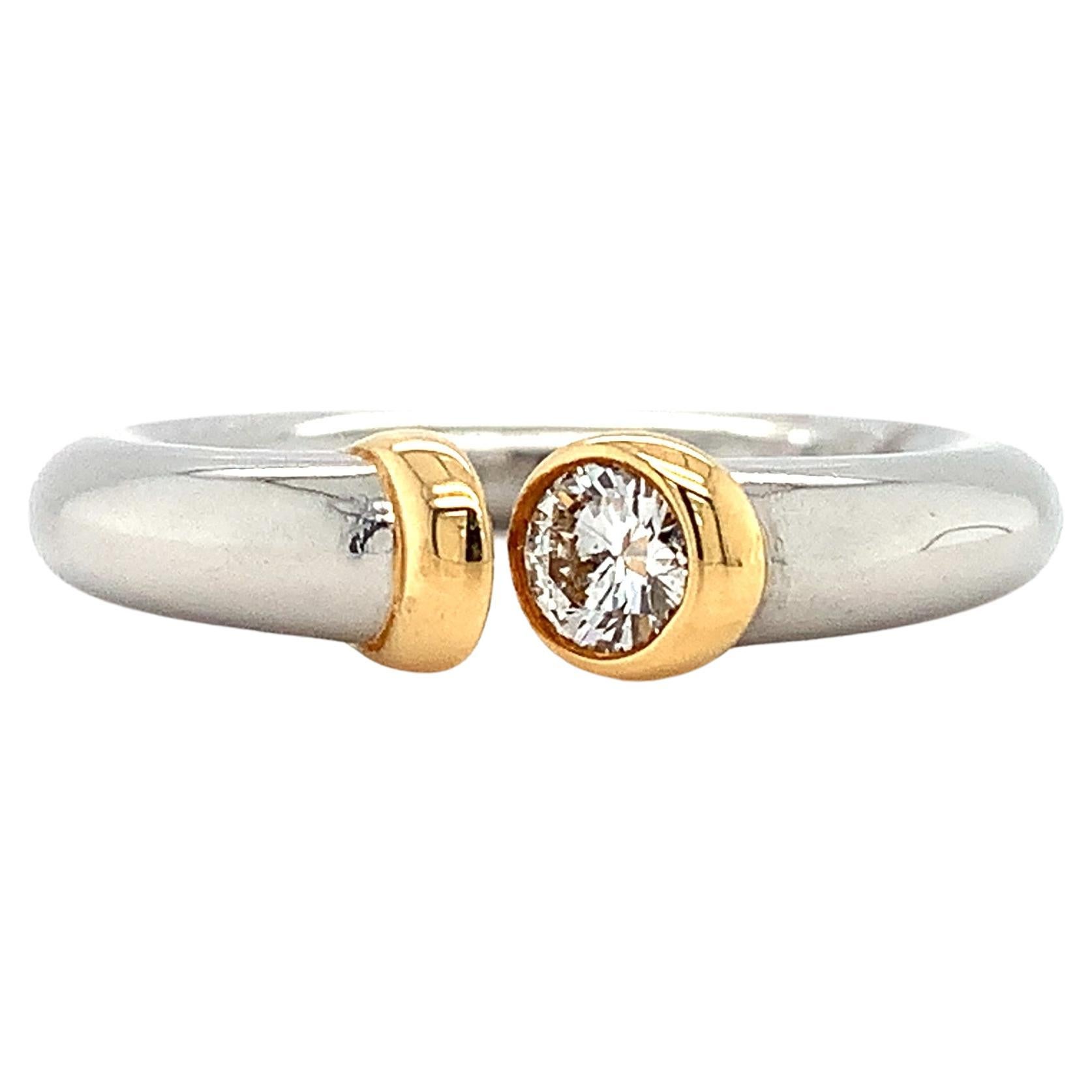 Diamond open band engagement ring platinum and gold For Sale