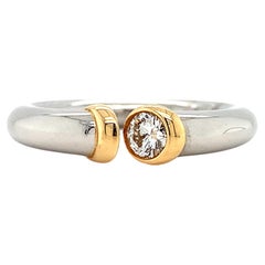 Diamond open band engagement ring platinum and gold