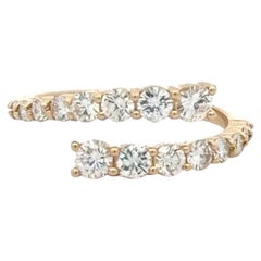 Anillo abierto con diamantes en oro amarillo de 14 quilates, 0,99 quilates, F-G VS-SI