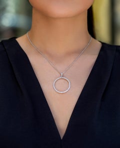 Roman Malakov 0.64 Carat Total Round Cut Diamond Circle Pendant Necklace