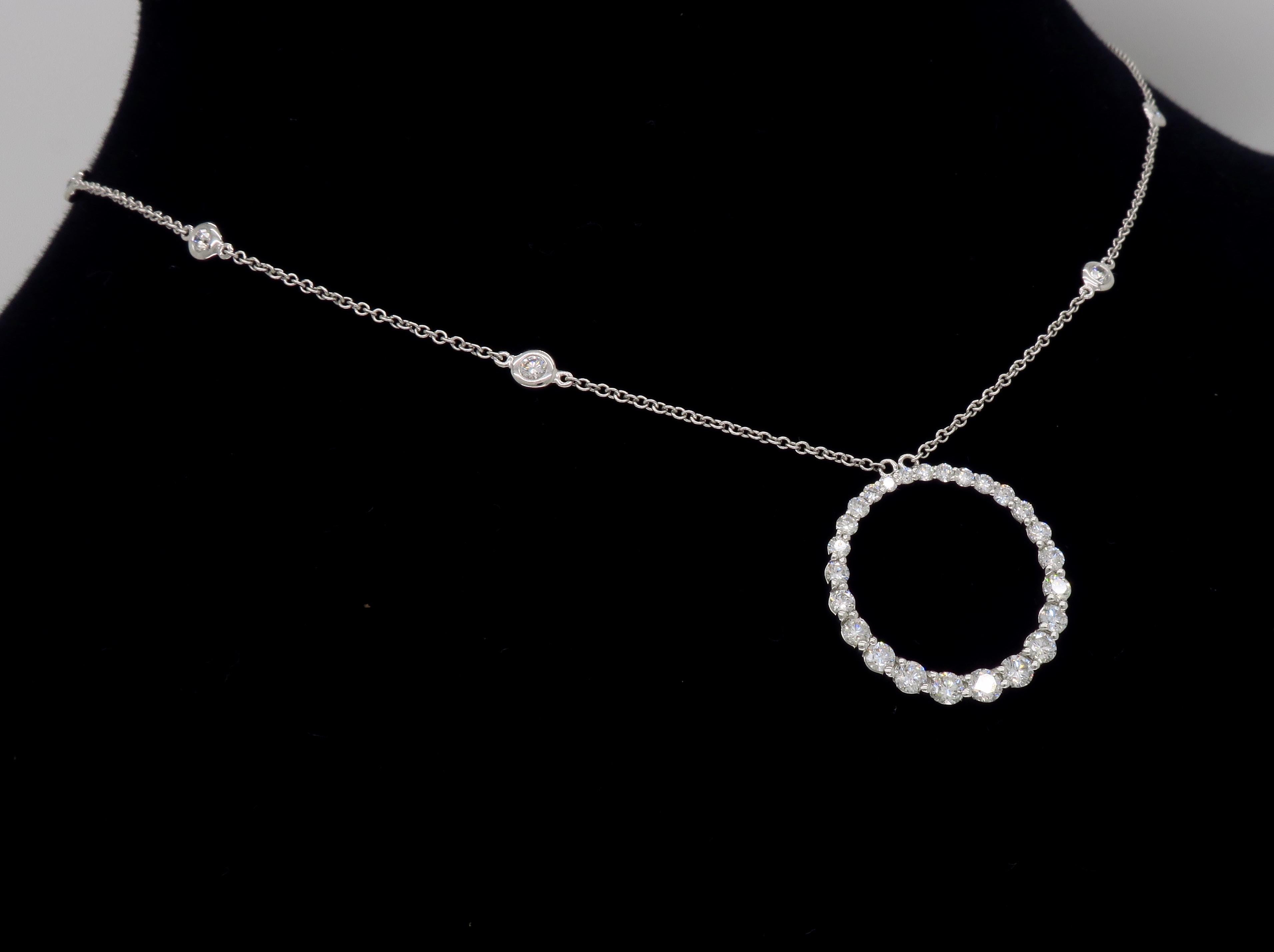 Women's or Men's Diamond Open Circle Pendant Necklace