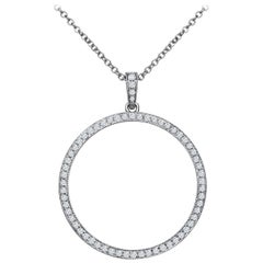 Roman Malakov 0.64 Carat Total Round Diamond Encrusted Circle Pendant Necklace