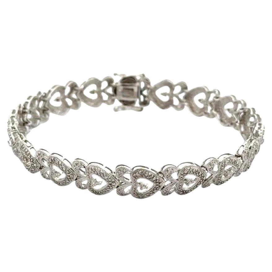 Diamond Open Heart Gold Link Vintage Bracelet