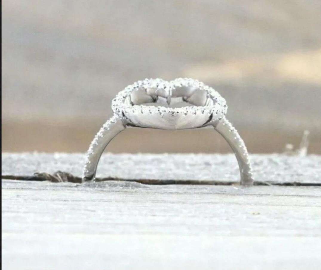 Diamond Open Heart Ring 14k Solid Gold Couple Ring Anniversary Ring Fashion Band For Sale 1