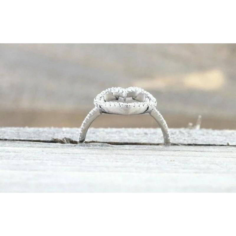 Round Cut Diamond Open Heart Ring 14k Solid Gold Couple Ring Fashion Band For Sale