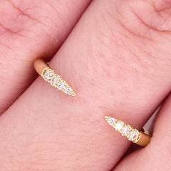 Diamond Negative Space Ring, 14K Gold Split Diamond Tipped Band, LR51177