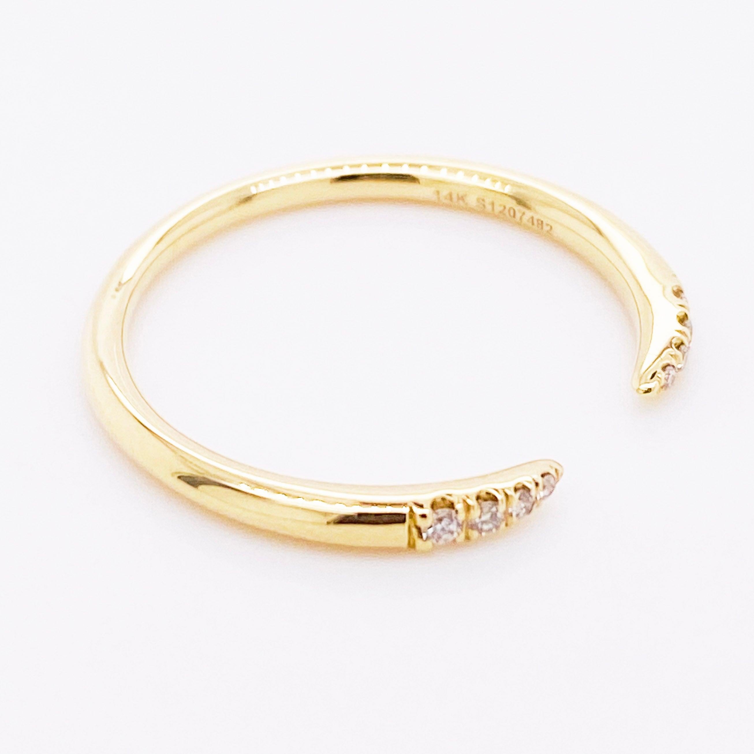 For Sale:  Diamond Open Ring, 14 Karat Yellow Gold Open Diamond Tipped Band, LR51177Y45JJ 3