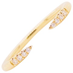 Diamond Open Ring, 14 Karat Yellow Gold Open Diamond Tipped Band, LR51177Y45JJ