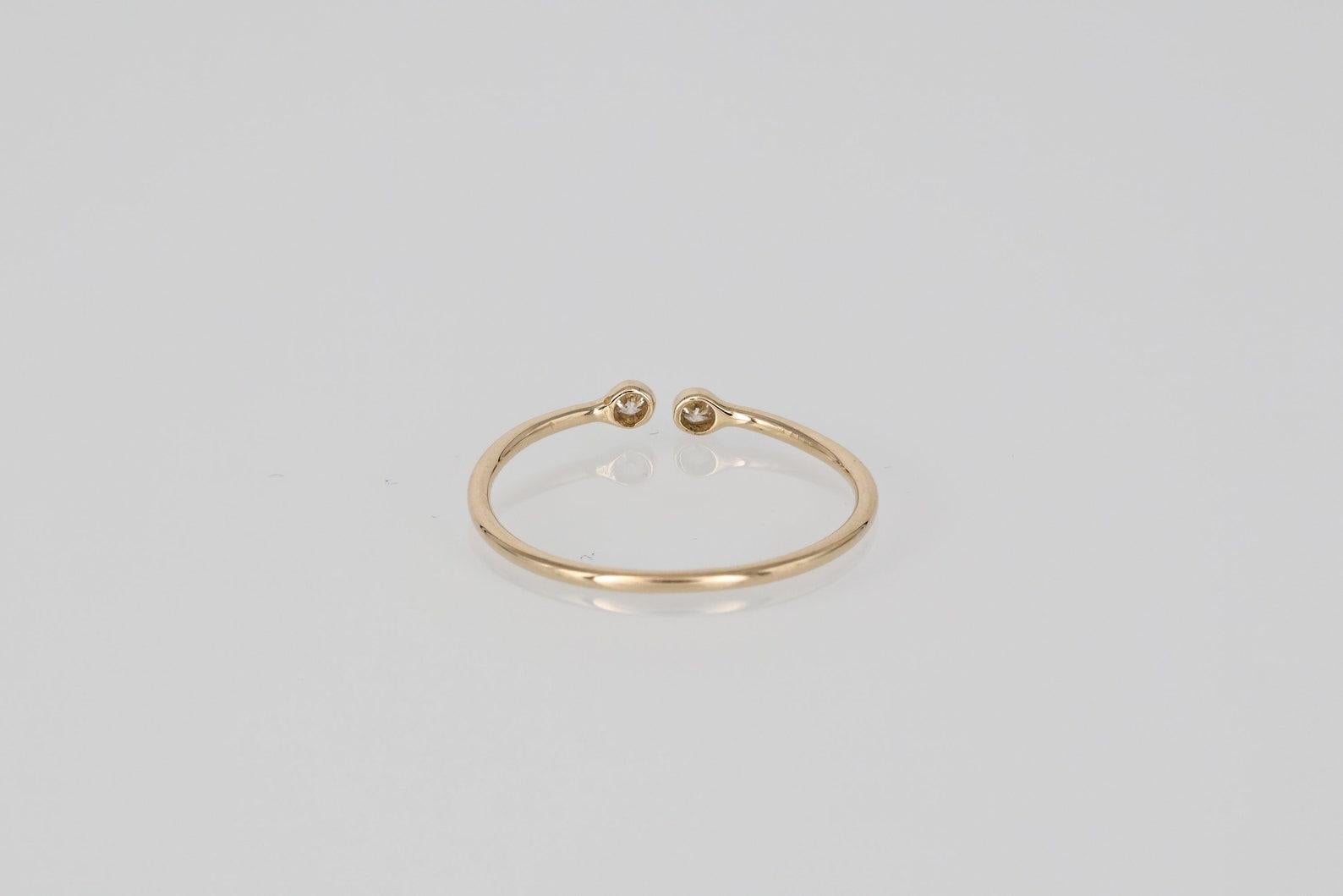 Art Deco Diamond Open Ring 14K Gold Ring Diamond Promise Ring For Women Anniversary Gift. For Sale