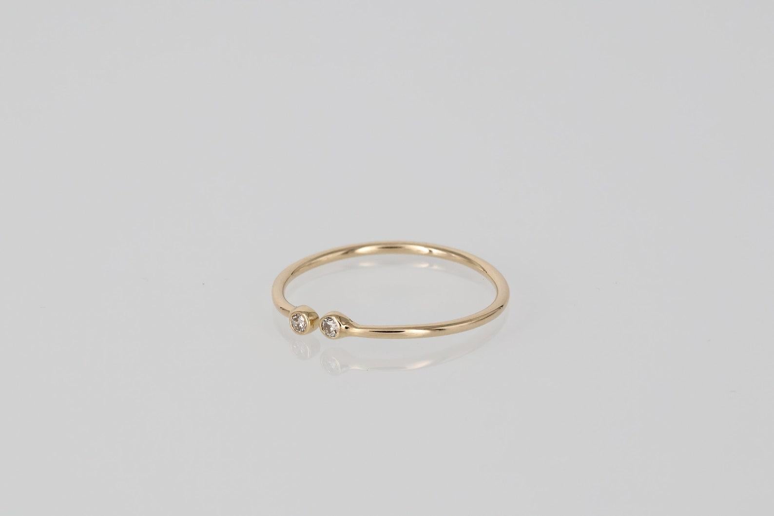Round Cut Diamond Open Ring 14K Gold Ring Diamond Promise Ring For Women Anniversary Gift. For Sale
