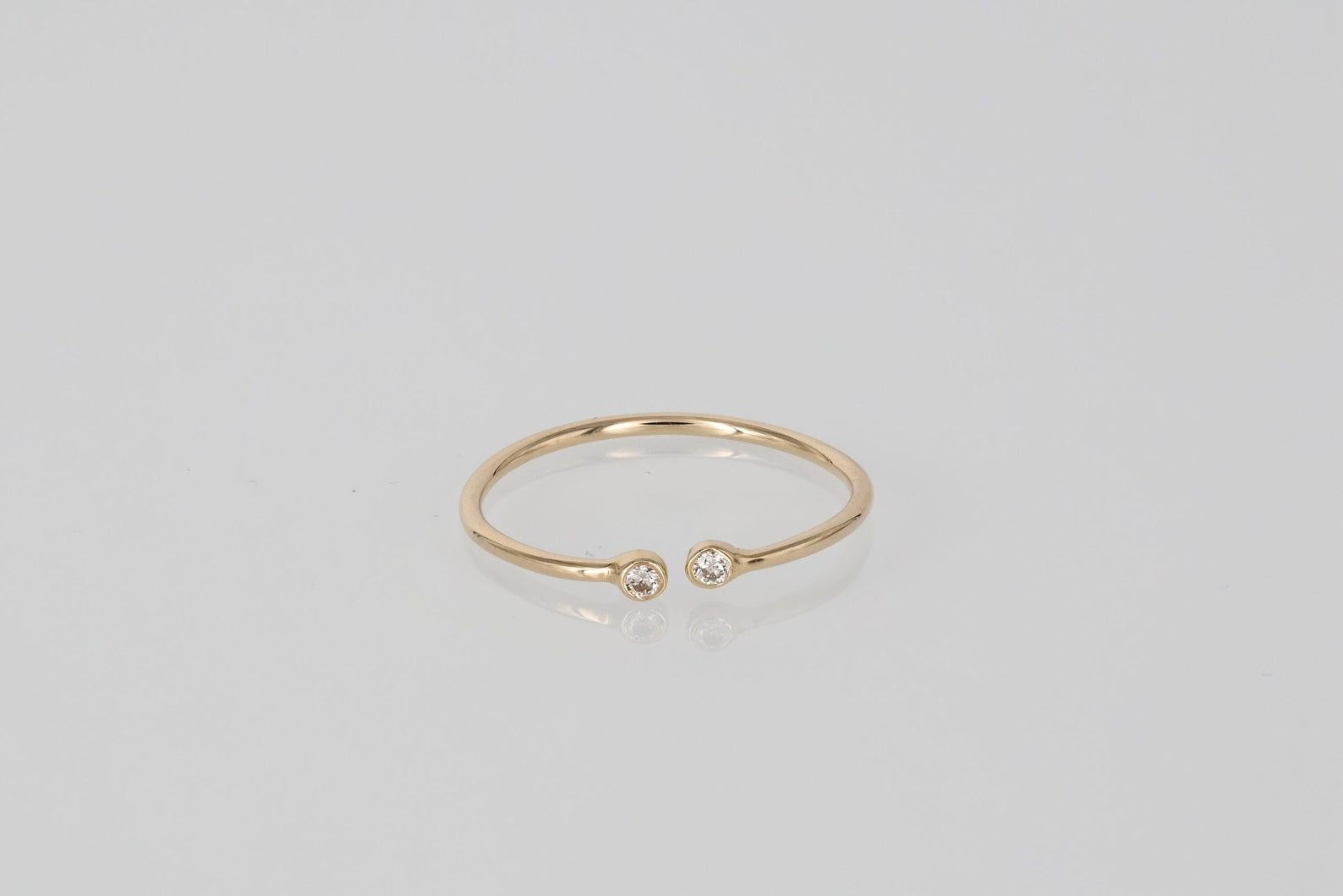 Women's or Men's Diamond Open Ring 14K Gold Ring Diamond Promise Ring For Women Anniversary Gift. For Sale
