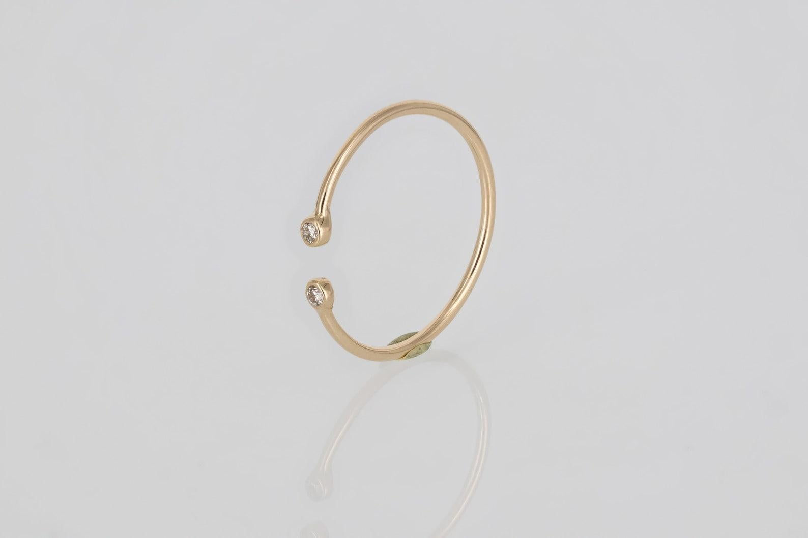 Diamond Open Ring 14K Gold Ring Diamond Promise Ring For Women Anniversary Gift. For Sale 1