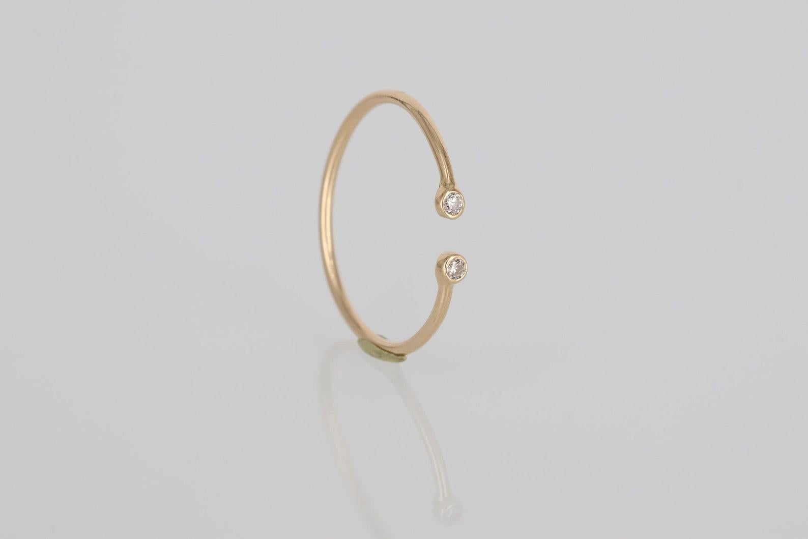 Diamond Open Ring 14K Gold Ring Diamond Promise Ring For Women Anniversary Gift. For Sale 2