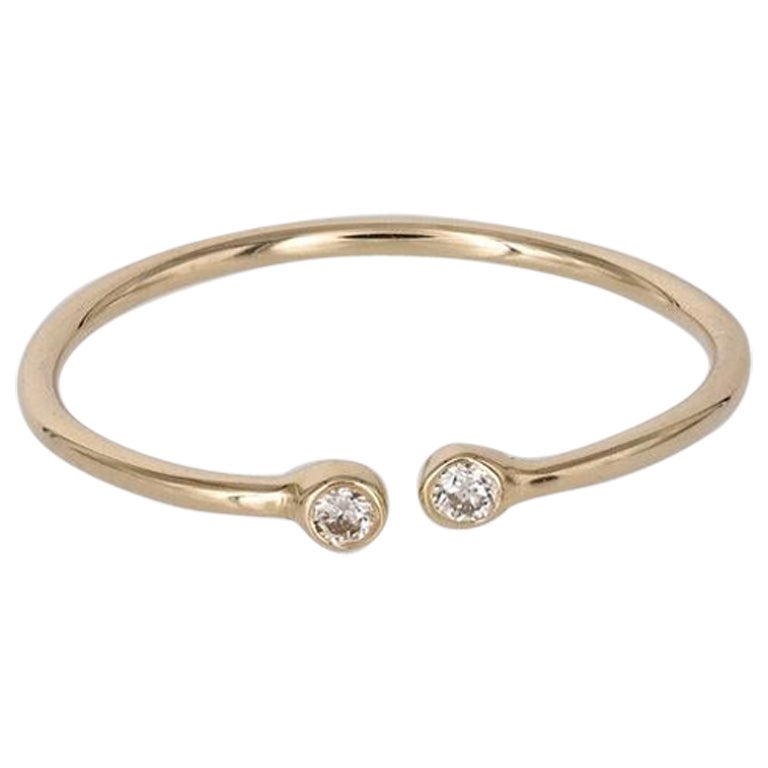Anillo Abierto de Diamantes Anillo de Oro de 14K Anillo de Promesa de Diamantes para Mujeres Regalo de Aniversario.
