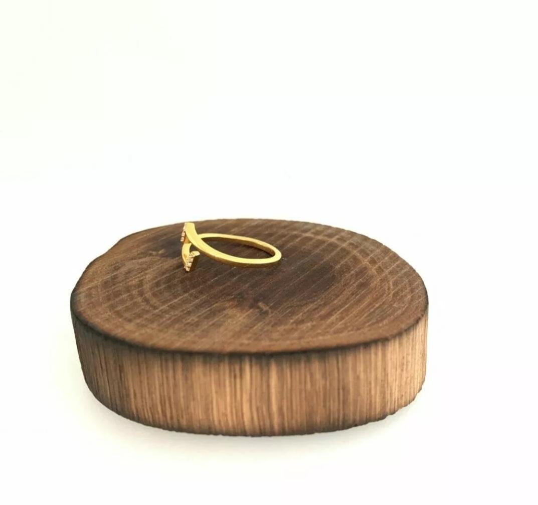 Anillo abierto de diamantes 14k Oro macizo Delicado Anillo de boda de diseño Anillo de cumpleaños Regalo Art Decó en venta