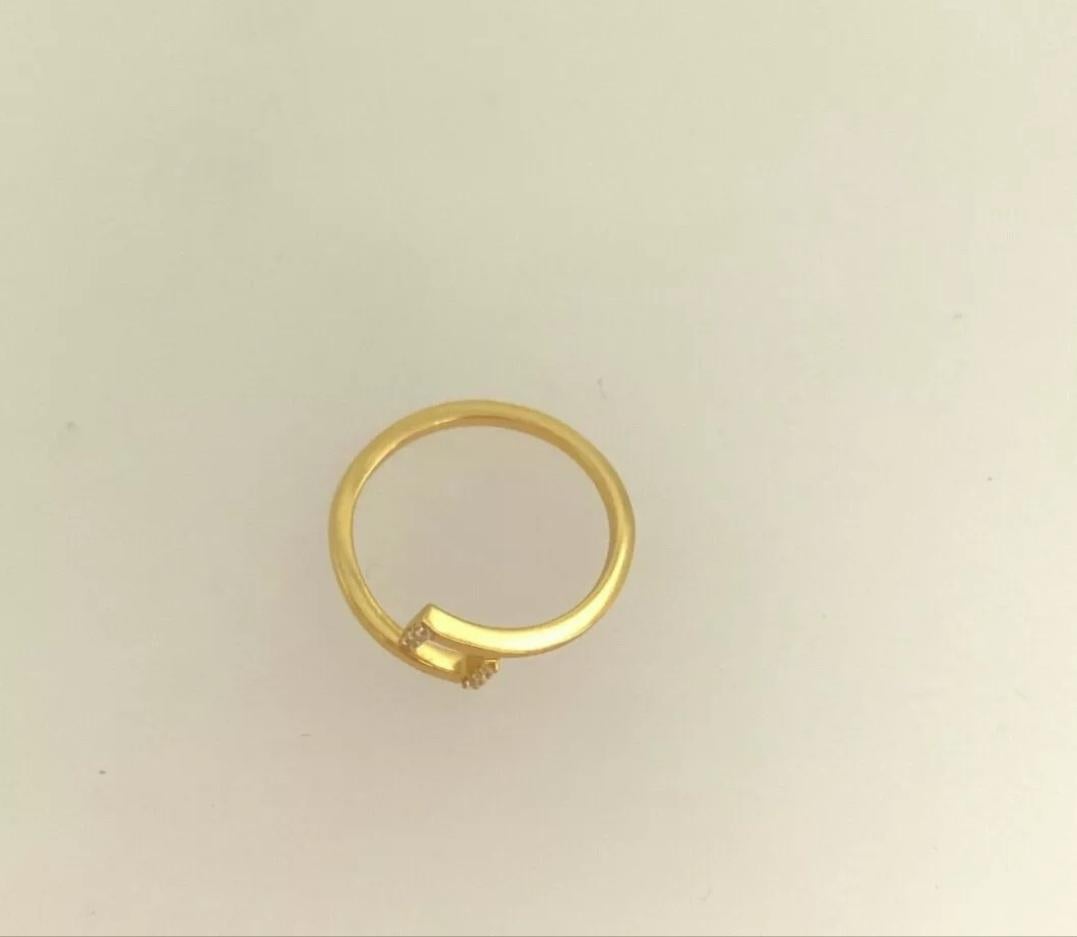 Anillo abierto de diamantes 14k Oro macizo Delicado Anillo de boda de diseño Anillo de cumpleaños Regalo Corte redondo en venta