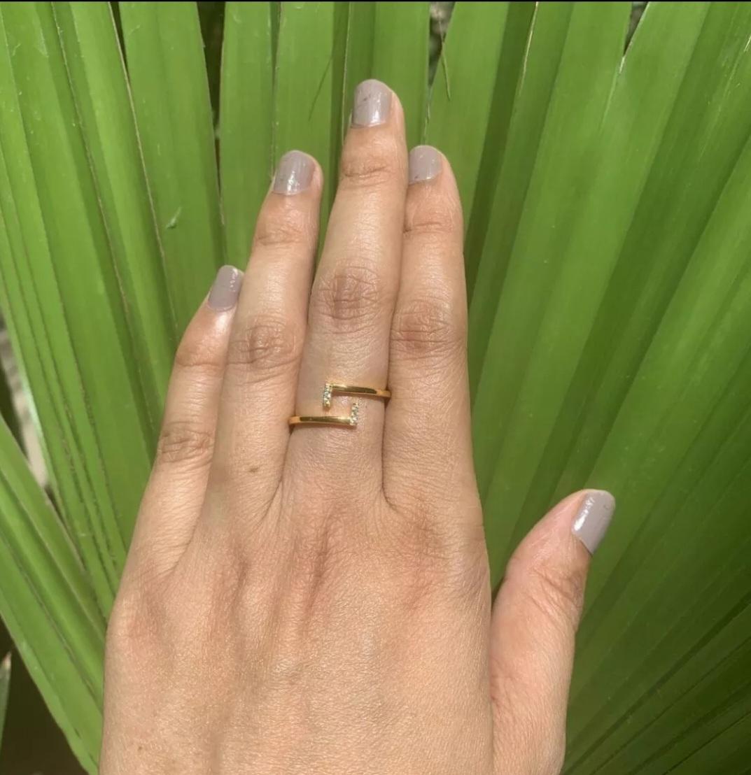 Femenino o masculino Anillo abierto de diamantes 14k Oro macizo Delicado Anillo de boda de diseño Anillo de cumpleaños Regalo en venta