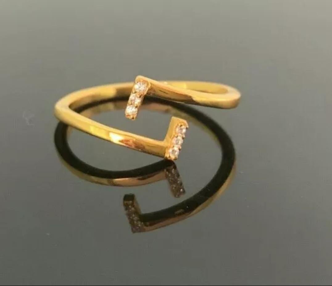 Anillo abierto de diamantes 14k Oro macizo Delicado Anillo de boda de diseño Anillo de cumpleaños Regalo en venta 2
