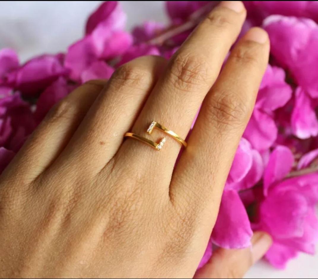 Anillo abierto de diamantes 14k Oro macizo Delicado Anillo de boda de diseño Anillo de cumpleaños Regalo en venta 3