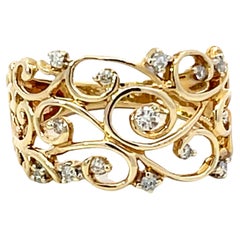 Breiter Diamantring aus 10K Gelbgold mit durchbrochenem Diamanten