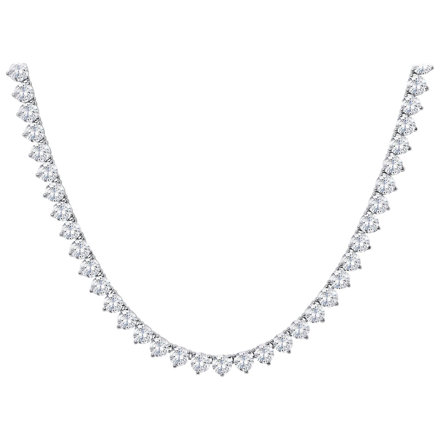 Important Diamond tennis opera necklace.
Over 275 Perfectly matched stones make up this one of a kind master piece. 
The super white D E F colored VS2 clarity round brilliant cut diamonds are set in 18k gold setting. The craftsmanship on this