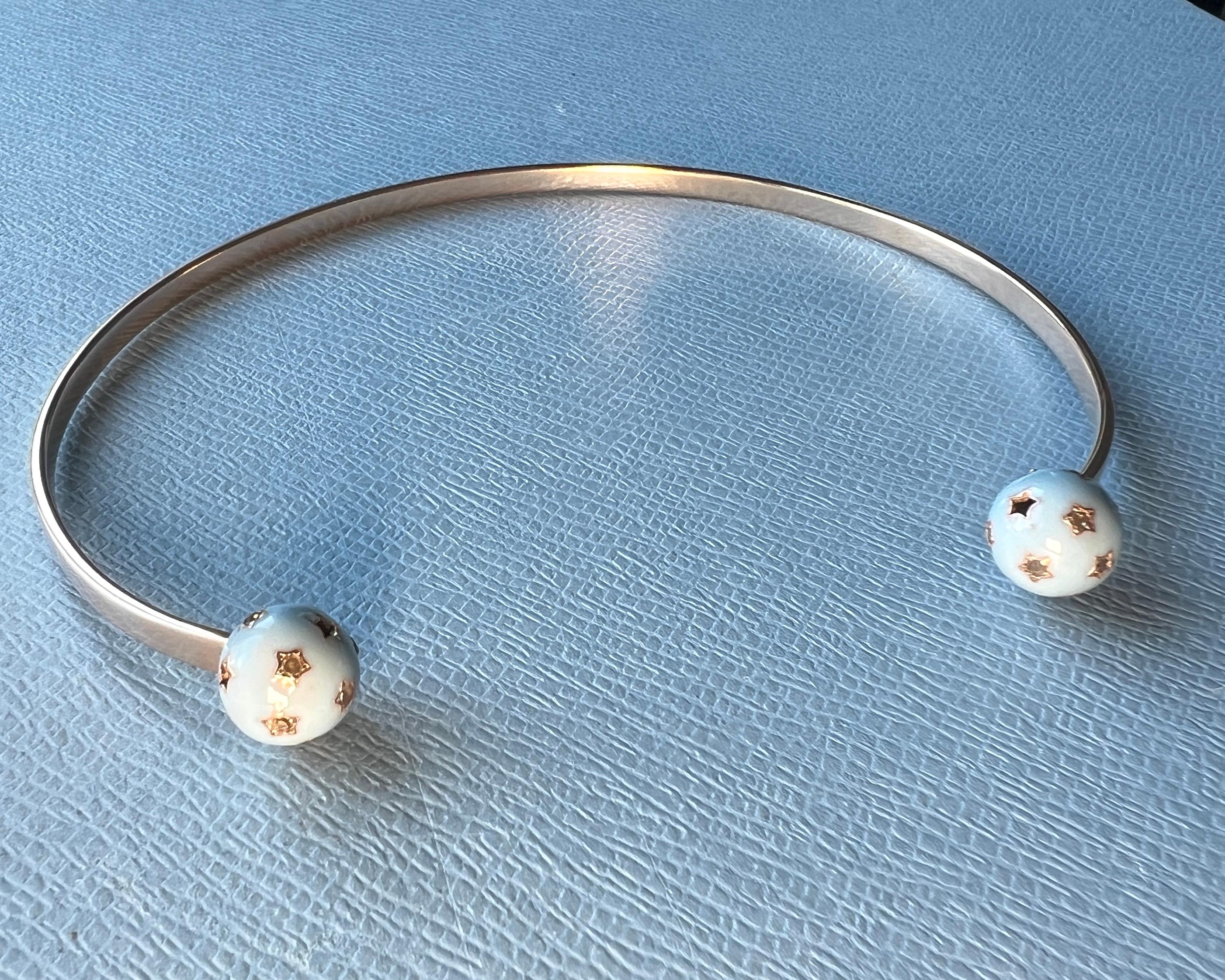 Gargantilla Collar Orbe Diamante Esmalte Azul Claro en venta 9