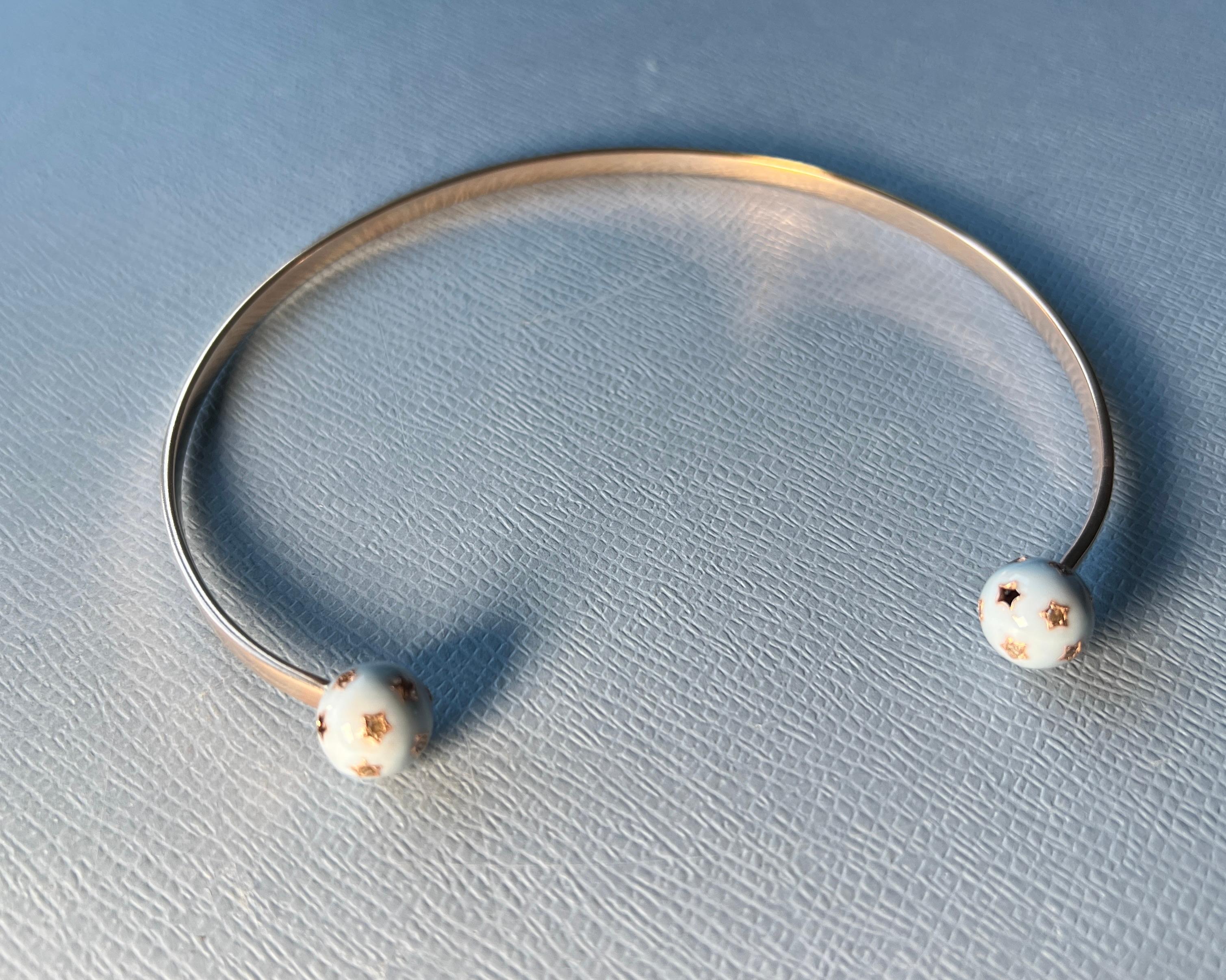 Gargantilla Collar Orbe Diamante Esmalte Azul Claro en venta 2