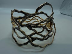 Bracciale rigido con rami in diamanti organici, 18KT
