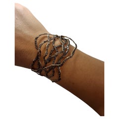 Bracciale rigido con rami in diamanti organici, 18KT