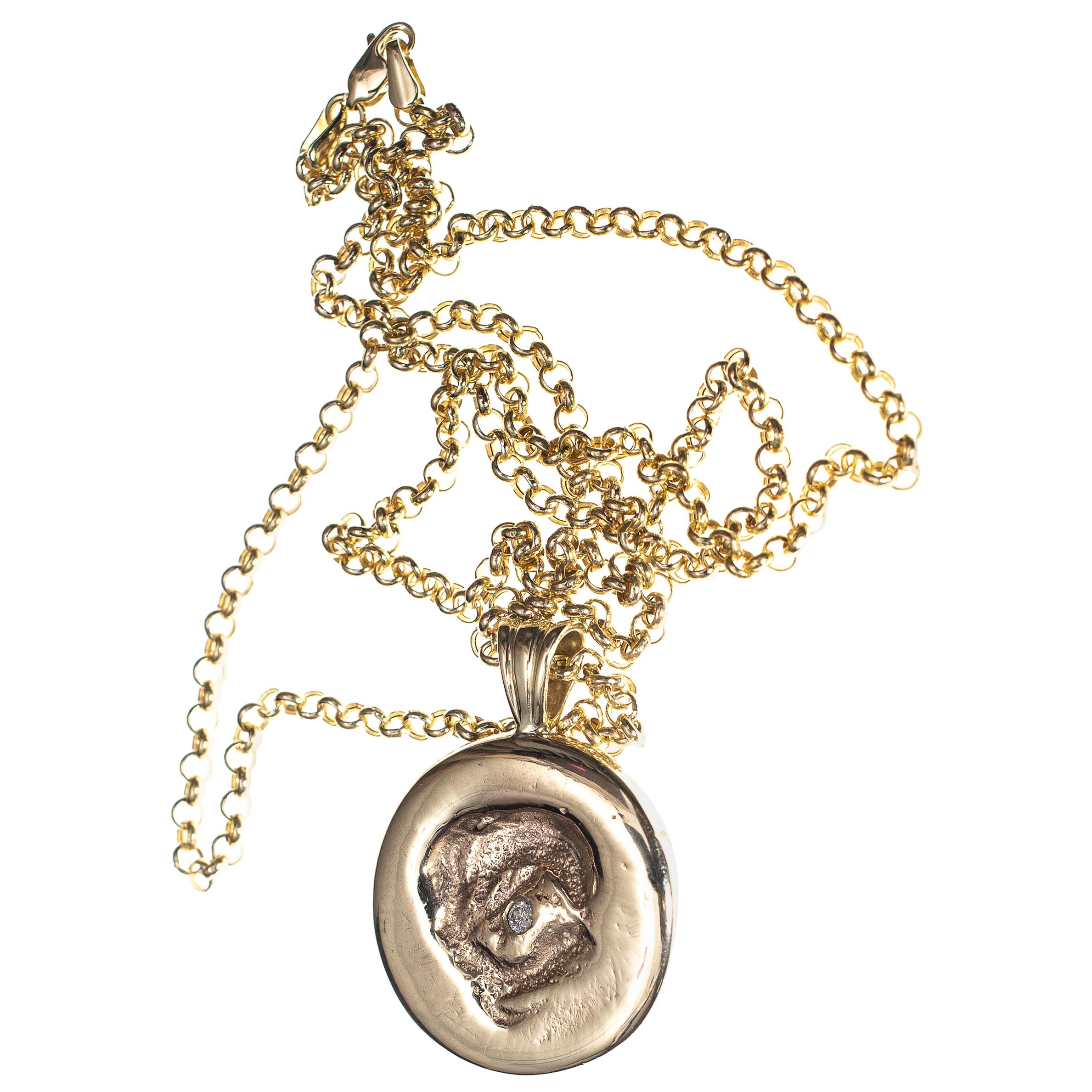 Latasha Lamar Diamond Ostera Necklace in 10K Gold For Sale