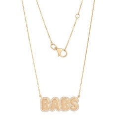 Diamond Outline 'BABS' 14K (or 18k upon request) Yellow Gold Nameplate Necklace