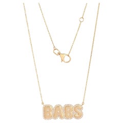 Diamond Outline 'BABS' 14K (or 18k upon request) Yellow Gold Nameplate Necklace