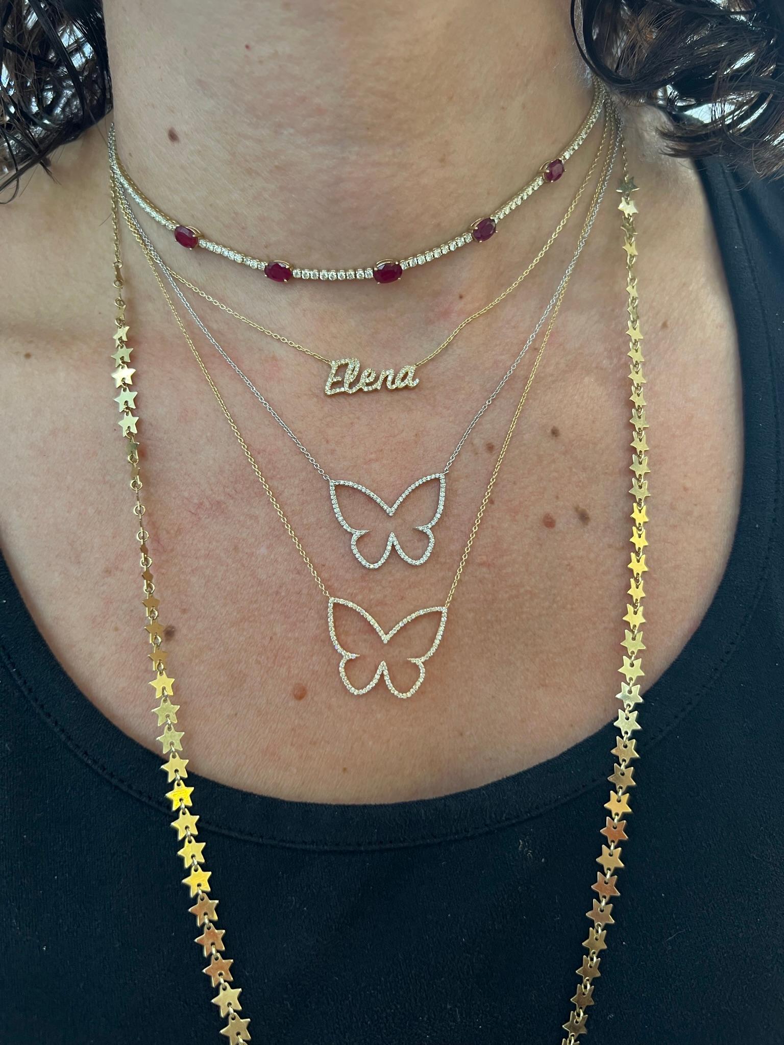 Collier à pendentif papillon aux contours de diamants Neuf - En vente à Miami, FL