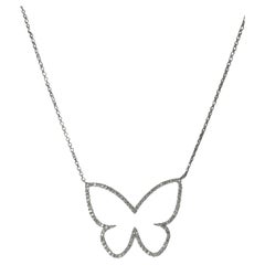 Diamond Outline Butterfly Pendant Necklace