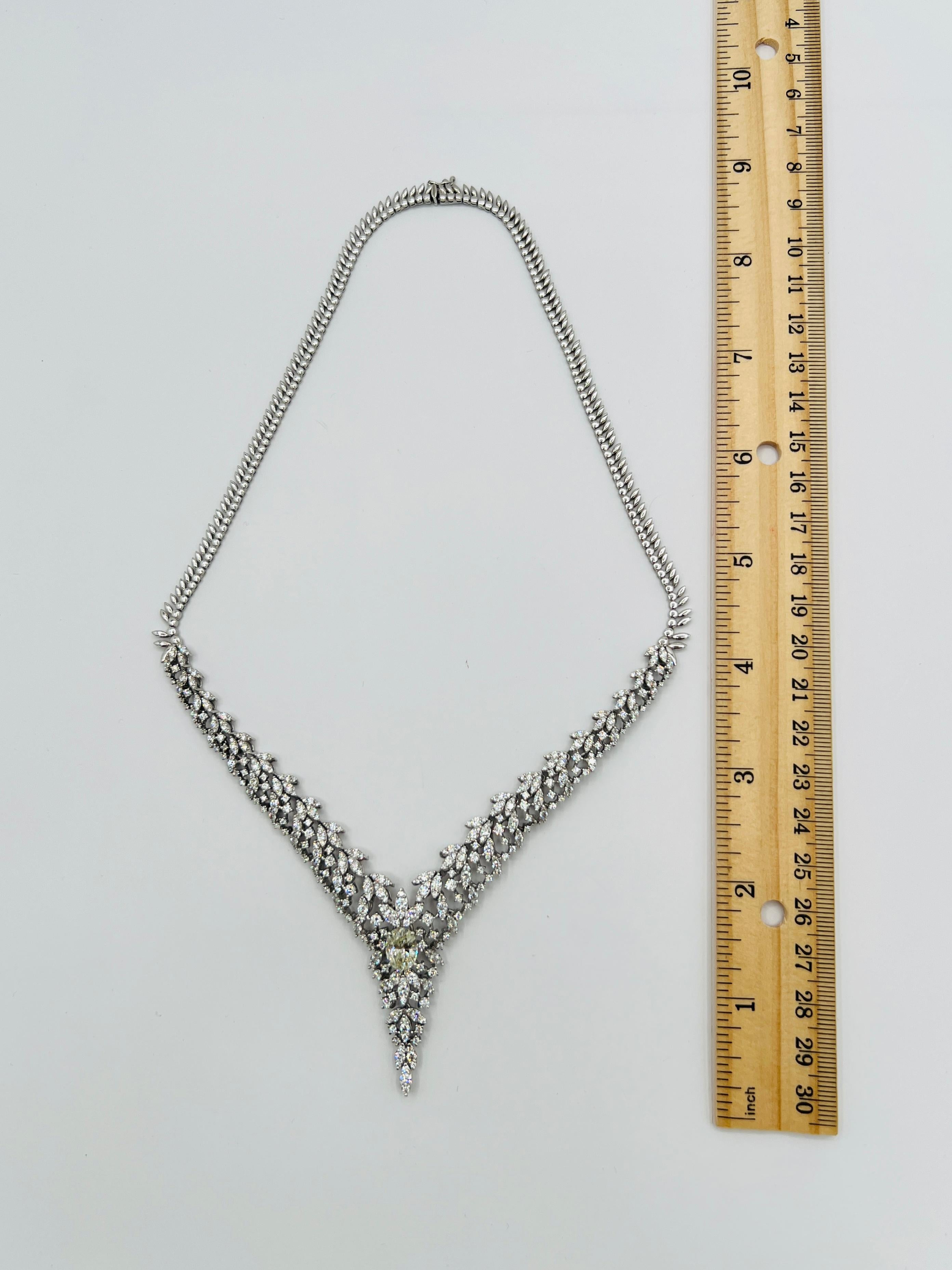 Diamond Oval and Round Cluster Style Necklace in 14K White Gold For Sale 1