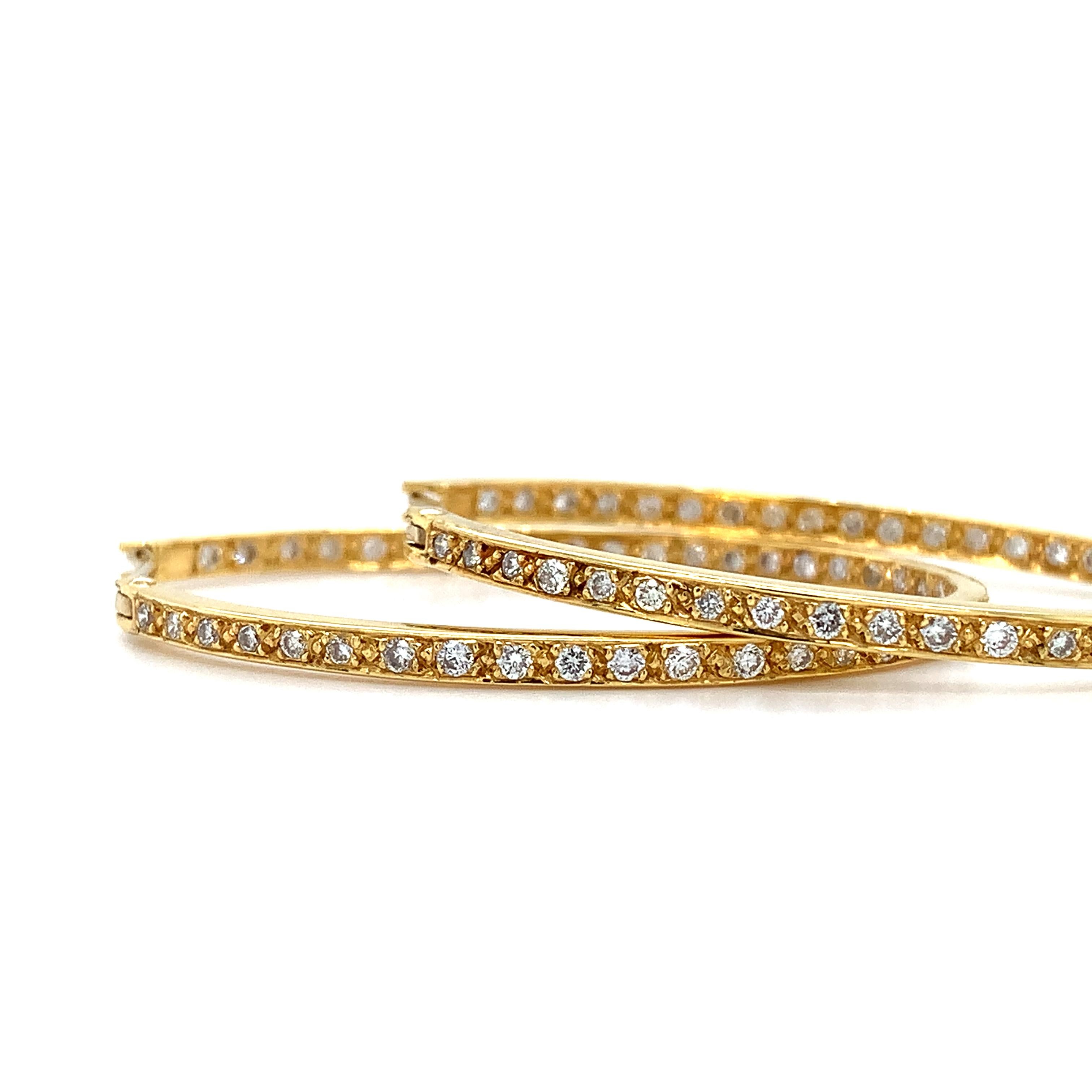 Taglio rotondo Orecchini a cerchio con diamante ovale art déco in oro giallo 18 carati in vendita