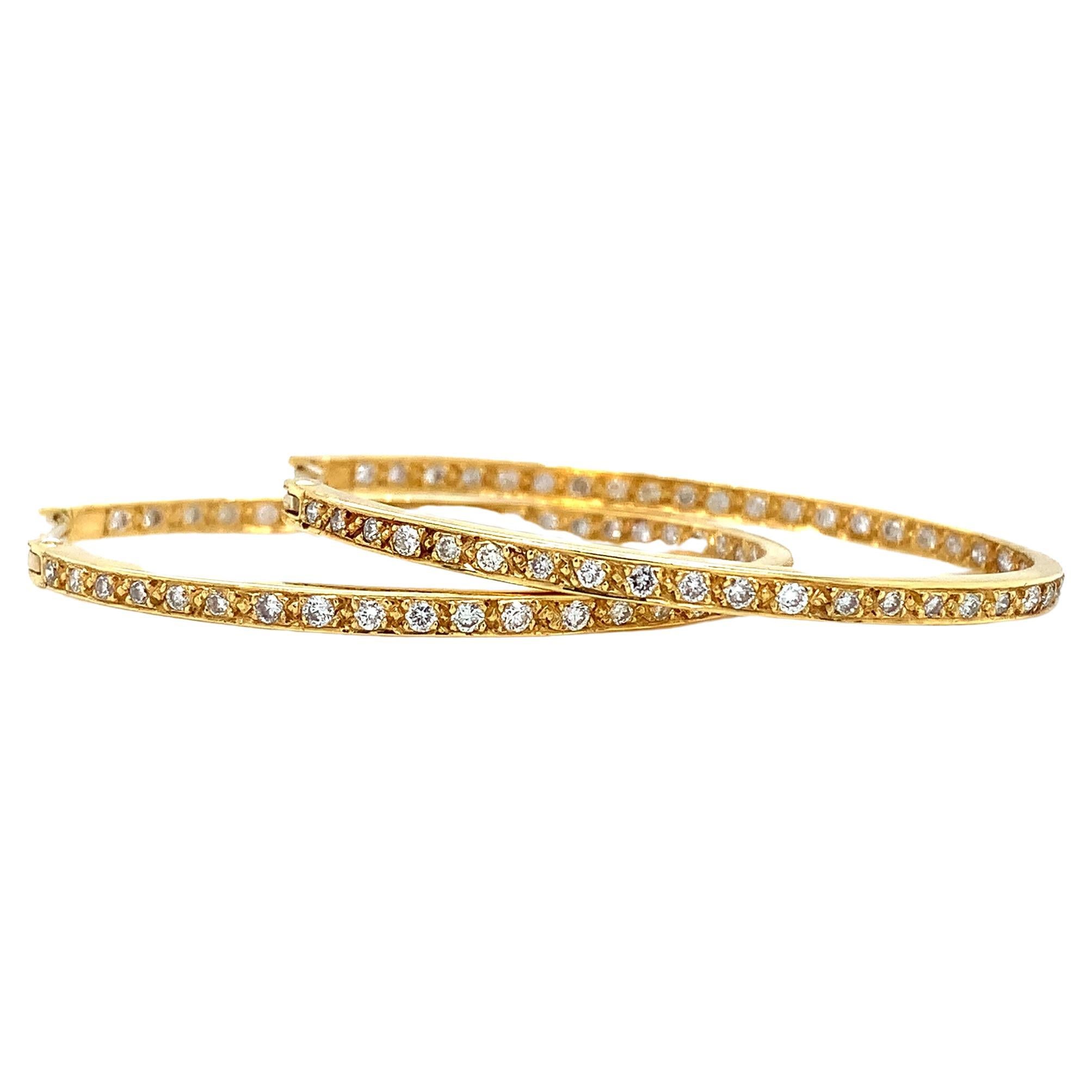 Diamond oval art deco hoop earrings 18k yellow gold