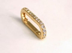 Diamond Oval Clasps 14k Solid Gold Enhancer Charms Pendant Lobster Claw Clasps.