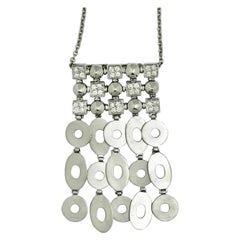 Diamond Oval Flat Dangle Necklace