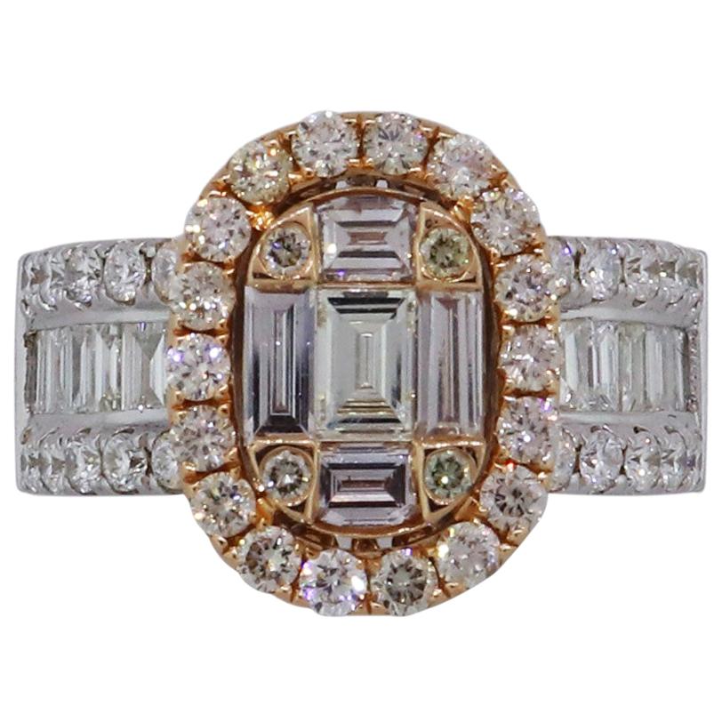 Diamond Oval Halo Mosaic Engagement Ring