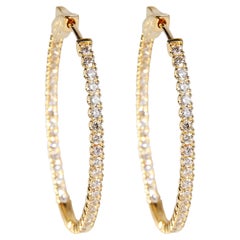 Diamond Oval Hoop Earring in 18k Yellow Gold '1.92 CTW'