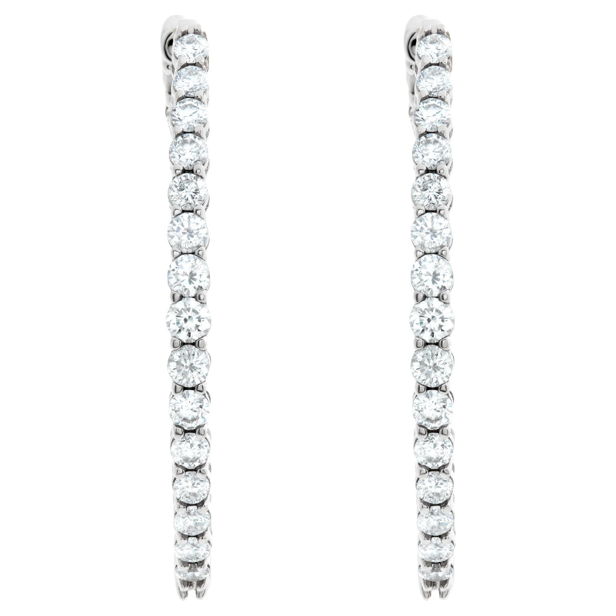 Diamond oval hoop earrings in 14k white gold with 2 carats in diamonds For Sale at 1stDibs