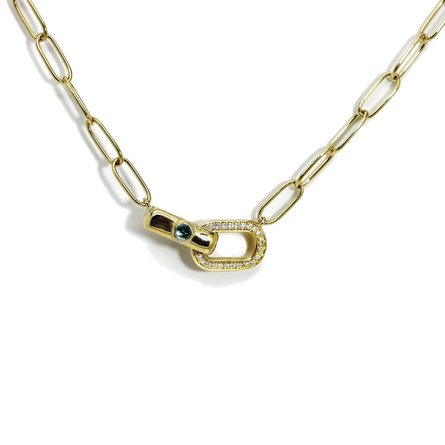 When diamonds and a bit of colour are your thing. Our Diamond oval link chain necklace in luxurious 18k gold is the perfect necklace. Dress it up, dress it down - looks amazing with a crisp white shirt and jeans as well as a smart suit for a